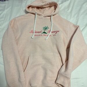 Light Peach Baby Pink Summer Vacation Hoodie Virginia Beach Island Breeze Size L
